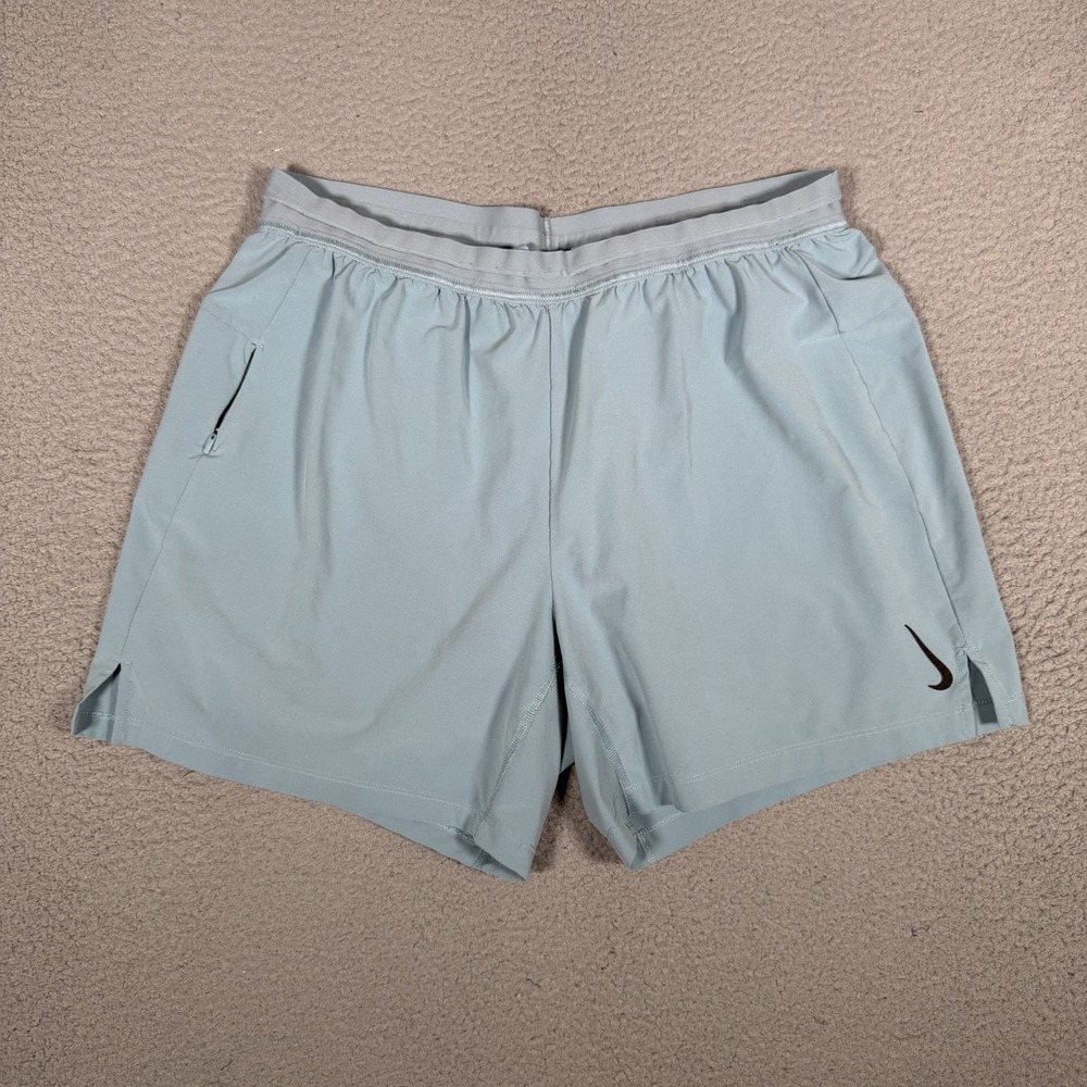 Nike Shorts Mens XL Blue Yoga 2 in 1 Lined Athletic Gym Workout Elastic Waist